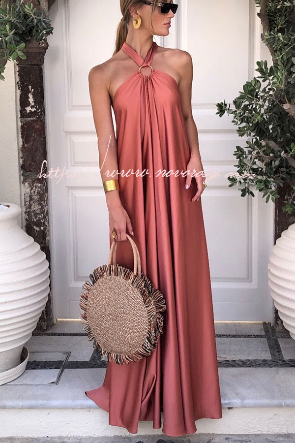 Classy and Fabulous Satin Halter Backless Maxi Dress – novorosyus